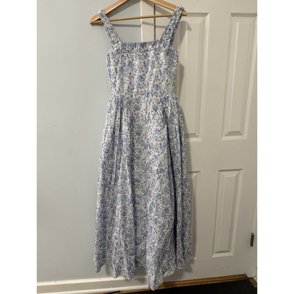 Fashion Nova Drop Waist Toile Maxi Dress XS Prairie Cottage Ren Fair Peasant NWT